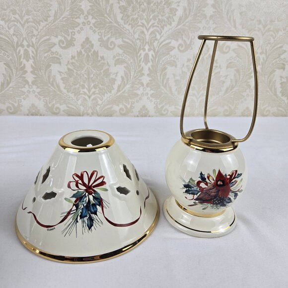 Lenox For The Holidays Winter Greetings Tea Light Lamps Set of 2 Porcelain IOB - Picture 7 of 15